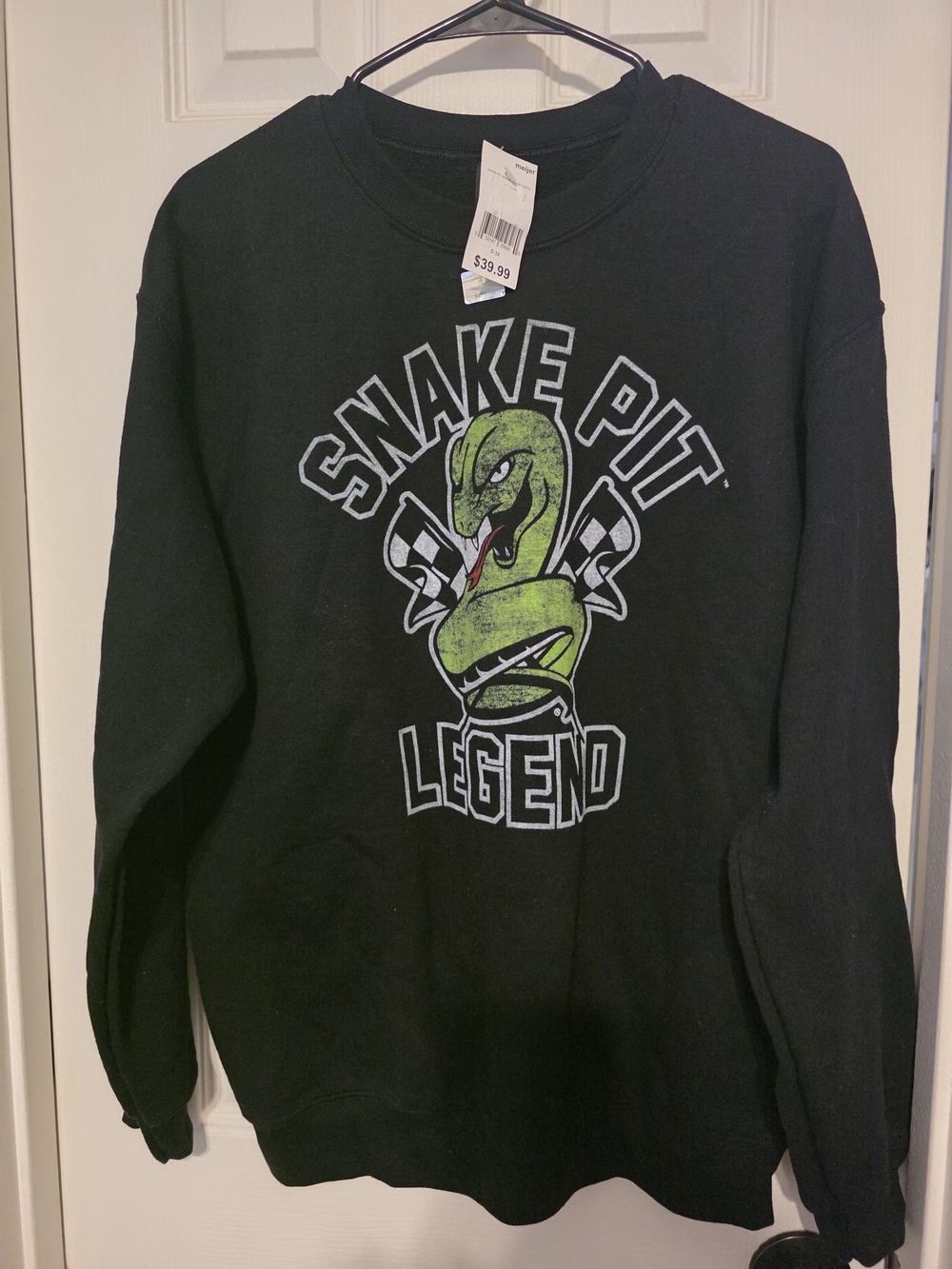 Gildan Black Crewneck with Green Snake Pit Legend Graphic